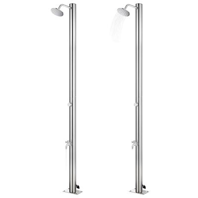 vidaXL Garden Shower with Brown Base 220 cm Stainless Steel