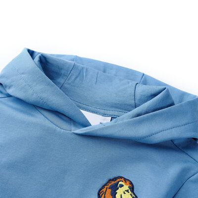 Kids' Hooded Sweatshirt Blue and Soft Yellow 140