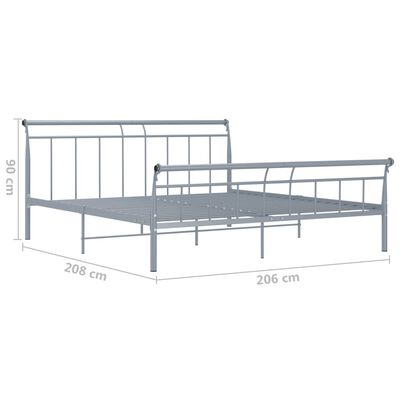 vidaXL Bed Frame without Mattress Grey Metal 200x200 cm