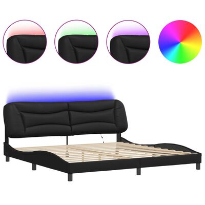 vidaXL Bed Frame with LED without Mattress Black 200x200 cm