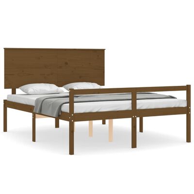 vidaXL Senior Bed without Mattress Honey Brown King Size Solid Wood