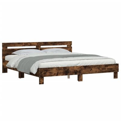 vidaXL Bed Frame without Mattress Smoked Oak 160x200 cm