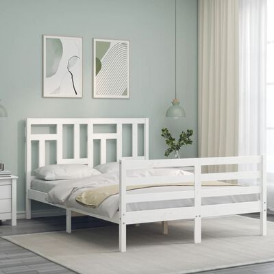 vidaXL Bed Frame without Mattress White 140x200 cm Solid Wood