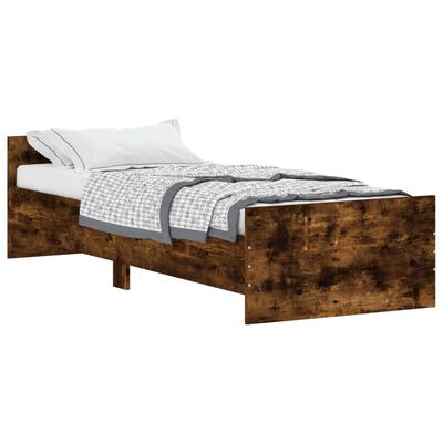 vidaXL Bed Frame without Mattress Smoked Oak 75x190 cm Small Single Engineered Wood