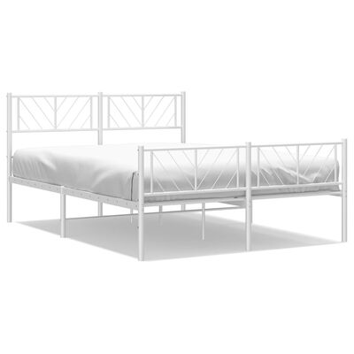 vidaXL Metal Bed Frame without Mattress with Footboard White 120x200 cm