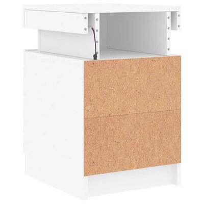 vidaXL Bedside Cabinets with LED Lights 2 pcs White 35x39x55 cm