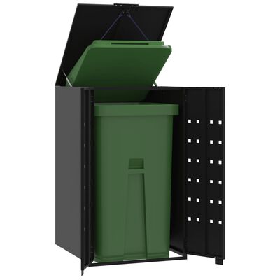 vidaXL Wheelie Bin Storage for Single Bin Black 69x79x117 cm Steel