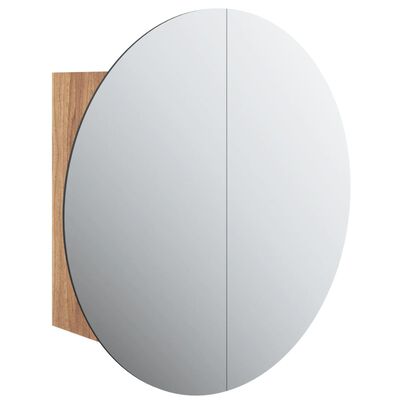 vidaXL Bathroom Cabinet with Round Mirror&LED Oak 47x47x17.5 cm