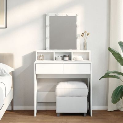 vidaXL Dressing Table with LED White 80x41x144.5 cm