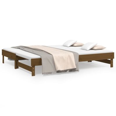 vidaXL Pull-out Day Bed without Mattress Honey Brown 2x(100x200) cm