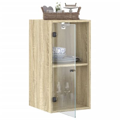 vidaXL Wall Cabinet with Glass Doors Sonoma Oak 35x37x68.5 cm