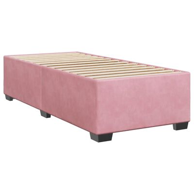 vidaXL Box Spring Bed with Mattress Pink 100x200 cm Velvet