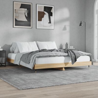 vidaXL Bed Frame without Mattress Sonoma Oak 200x200 cm Engineered Wood