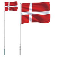 vidaXL Denmark Flag and Pole 5.55 m Aluminium