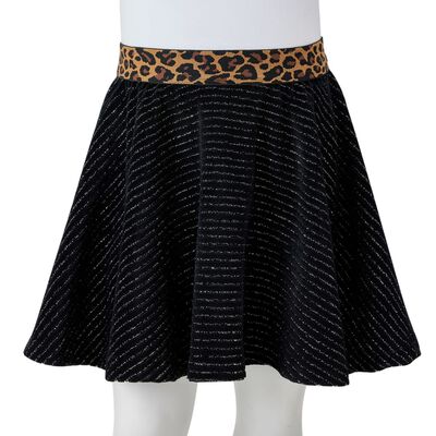 Kids' Skirt with Leopard Waistband Black 140