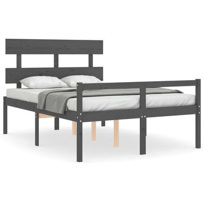 vidaXL Senior Bed without Mattress Grey Double Solid Wood