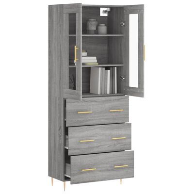 vidaXL Highboard Grey Sonoma 69.5x34x180 cm Engineered Wood