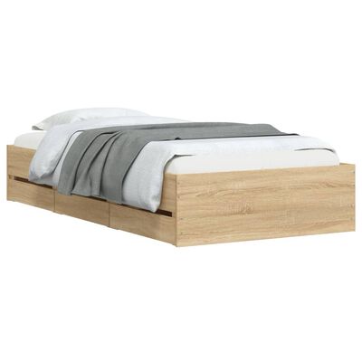 vidaXL Bed Frame with Drawers without Mattress Sonoma Oak 75x190 cm Small Single