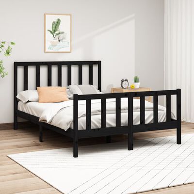 vidaXL Bed Frame without Mattress Black 160x200 cm Solid Wood Pine