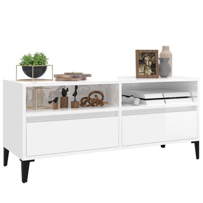 vidaXL TV Cabinet High Gloss White 100x34.5x44.5 cm Engineered Wood