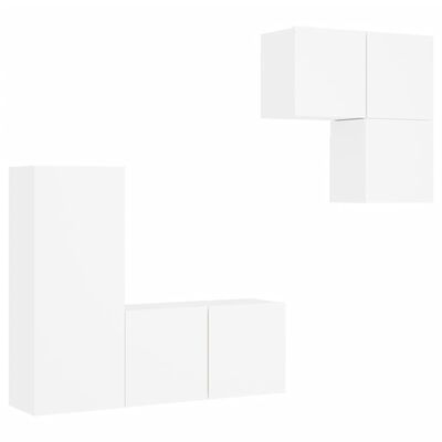 vidaXL 4 Piece TV Wall Units White Engineered Wood