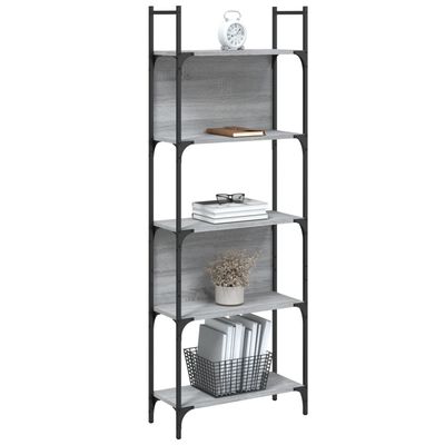 vidaXL Bookshelf 5-Tier Grey Sonoma 60.5x24x166.5 cm Engineered Wood