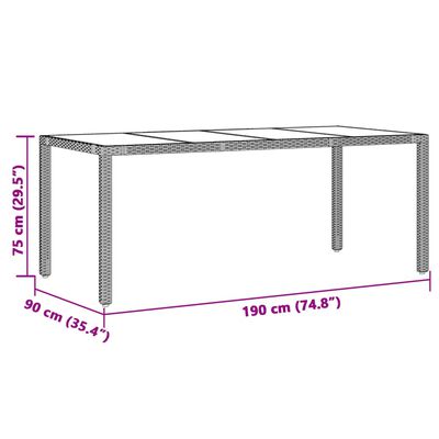 vidaXL Garden Table with Glass Top Brown 90x90x75 cm Poly Rattan