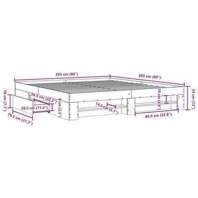 vidaXL Bed Frame without Mattress Sonoma Oak 200x200 cm Engineered Wood