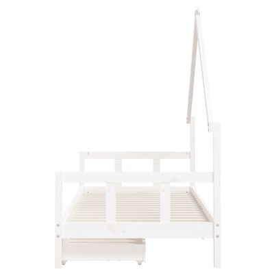 vidaXL Kids Bed Frame with Drawers White 90x200 cm Solid Wood Pine