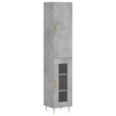 vidaXL Highboard Concrete Grey 34.5x34x180 cm Engineered Wood