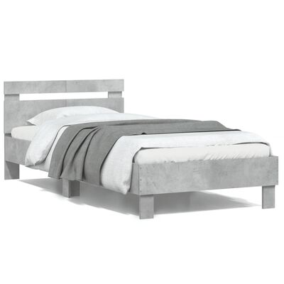 vidaXL Bed Frame without Mattress with Headboard Concrete Grey 100x200 cm