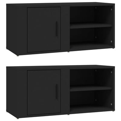 vidaXL TV Cabinets 2 pcs Black 80x31.5x36 cm Engineered Wood