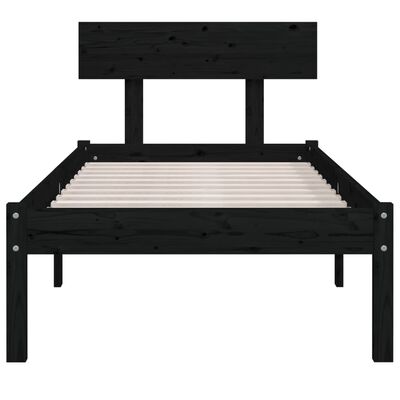 vidaXL Bed Frame without Mattress Black Solid Wood Small Single