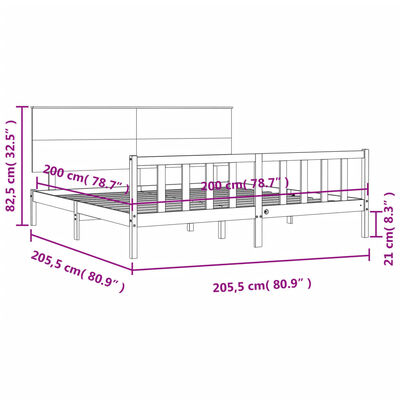 vidaXL Bed Frame without Mattress Black 200x200 cm Solid Wood Pine