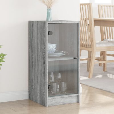 vidaXL Side Cabinet with Glass Doors Grey Sonoma 35x37x75.5 cm