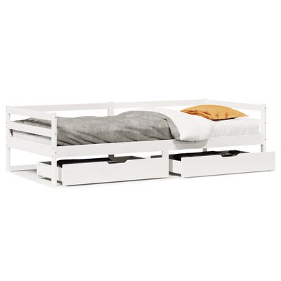 vidaXL Daybed with Drawers without Mattress White 90x200 cm Solid Wood