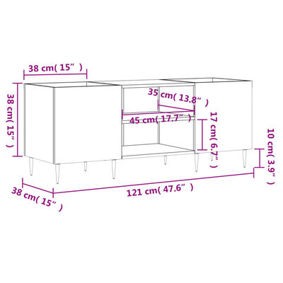 vidaXL Record Cabinet Grey Sonoma 121x38x48 cm Engineered Wood