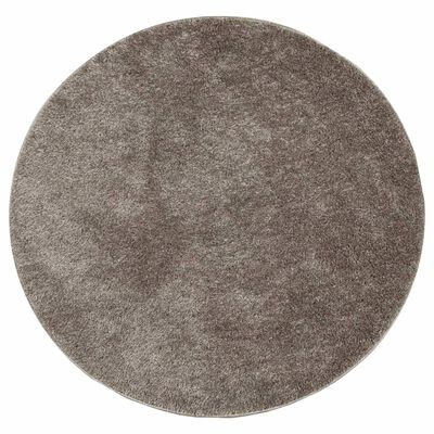 vidaXL Rug ISTAN High Pile Shiny Look Grey Ø 100 cm