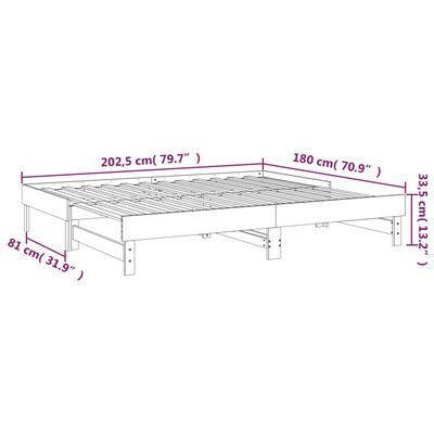 vidaXL Pull-out Day Bed without Mattress Grey 2x(90x200) cm