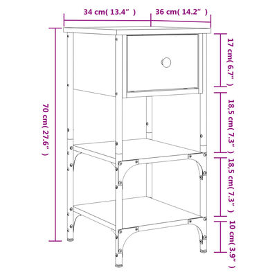 vidaXL Bedside Cabinets 2 pcs Brown Oak 34x36x70 cm Engineered Wood