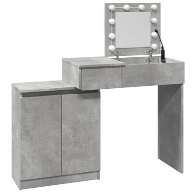 vidaXL Dressing Table with LED Concrete Grey 115x37x110.5 cm