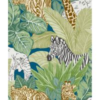 Noordwand Wallpaper Good Vibes Jungle Animals Green and Black