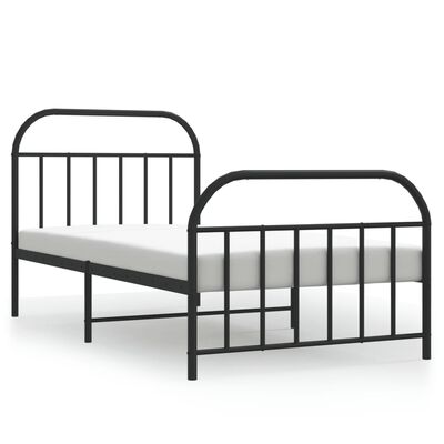 vidaXL Metal Bed Frame without Mattress with Footboard Black 100x200 cm