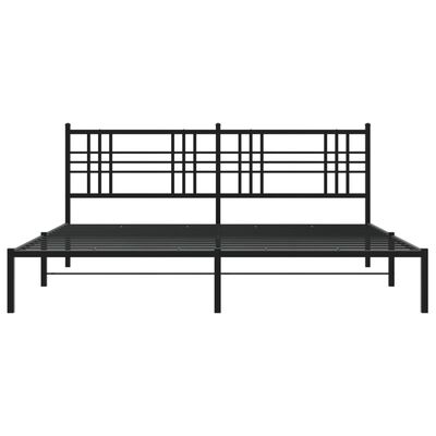 vidaXL Metal Bed Frame without Mattress with Headboard Black 193x203 cm