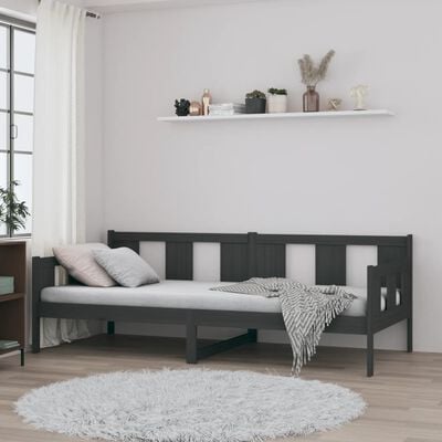 vidaXL Day Bed Grey Solid Wood Pine 90x200 cm
