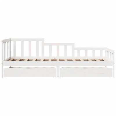 vidaXL Daybed with Drawers without Mattress White 90x200 cm Solid Wood