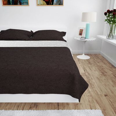 vidaXL Double-sided Quilted Bedspread 170x210 cm Cream and Brown