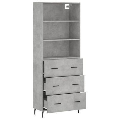 vidaXL Highboard Concrete Grey 69.5x34x180 cm Engineered Wood