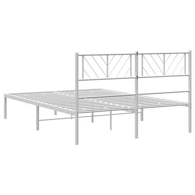 vidaXL Metal Bed Frame without Mattress with Headboard White 135x190 cm Double