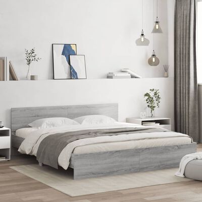 vidaXL Bed Frame with LED without Mattress Grey Sonoma 200x200 cm